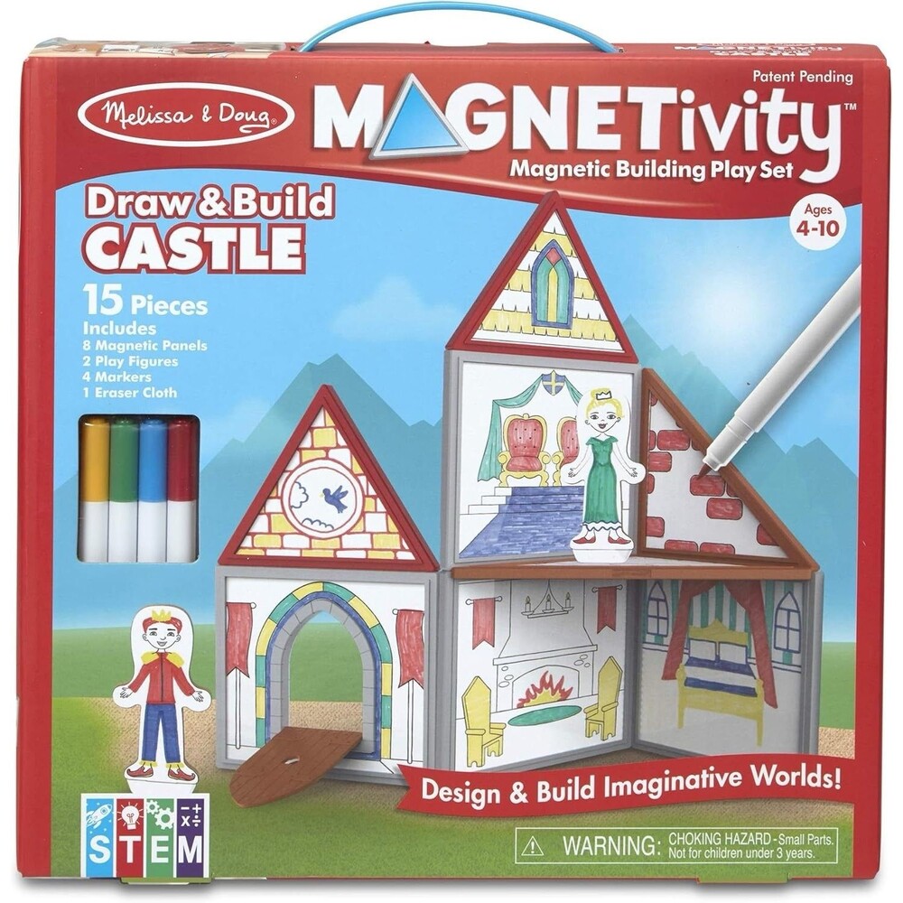 Melissa & Doug Magentivity Magnetic Dress-Up Play Set – Draw & Build Castle
